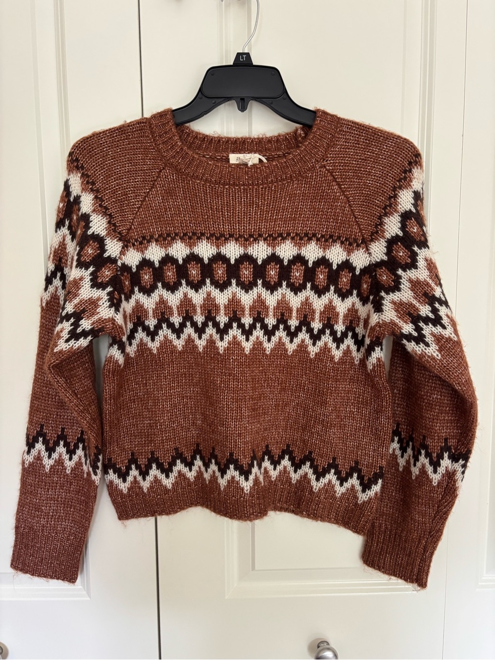 Women’s a.n.a fair aisle crewneck brown sweater size XS. NWT